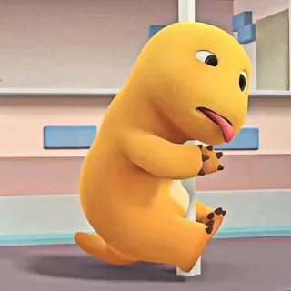 🧽 64cc086f cartoon, dinosaur, yellow, cute telegram sticker