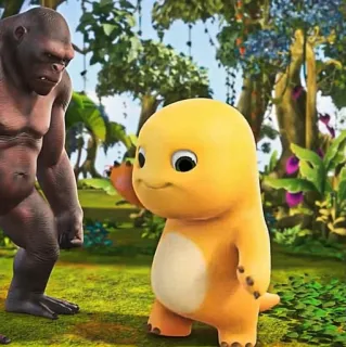 🧽 6835d034 dinosaur, cartoon, ape, animal, children telegram sticker