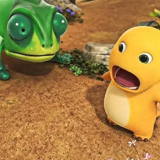 🧽 9dac7fab cartoon, dinosaur, chameleon, animals, cute telegram sticker