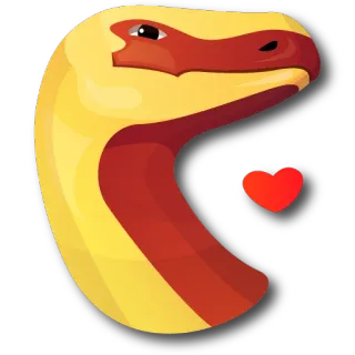 🥰 b5c0c5ce 蛇, 卡通, 动物, 心, 爱, 红色, 黄色 telegram sticker