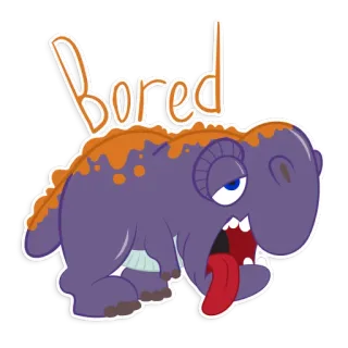 😖 07543564 Bored เบื่อ, เหนื่อย, สัตว์ประหลาด, การ์ตูน, ขี้เกียจ, สัตว์ telegram sticker