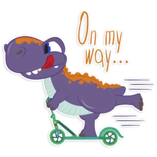 🏃 3810b841 On my way... ไดโนเสาร์, สกู๊ตเตอร์, การ์ตูน, สัตว์, การขนส่ง, น่ารัก, ตลก telegram sticker