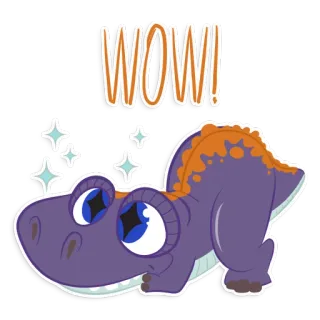 😮 cfcf394f WOW! ไดโนเสาร์, การ์ตูน, ประกาย, สีม่วง, ว้าว, น่ารัก, สัตว์ telegram sticker