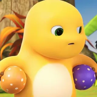 🌟 168ba1de dinosaurier, cartoon, gelb, niedlich, tier telegram sticker