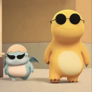 🌟 2df932d9 Cartoon, Sonnenbrille, Figur, Süß, Gelb, Blau telegram sticker