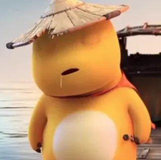 🌟 59045244 sticker, cartoon, figur, gelb, hut telegram sticker