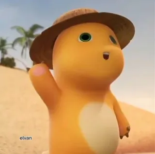 🌟 b4fb4412 elvan dinosaurier, cartoon, animiert, charakter, orange, hut telegram sticker