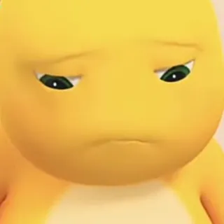 🦕 489daf43 personagem amarela, triste, dinossauro, desenho animado, fofo telegram sticker