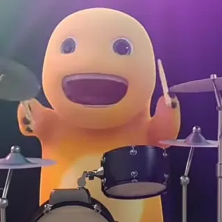 🦖 cfc732f6 baterista, desenho animado, música, bateria, personagem, músico telegram sticker