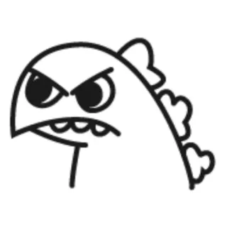 🦖 40989cc7 恐龙, 生气, 怪物, 卡通, 素描, 爬行动物, 可爱, 绘画 telegram sticker
