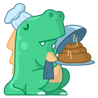 👨‍🍳 121056fe dinosaur, chef, poop, food, cartoon, animal, funny telegram sticker