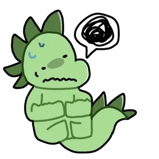 😥 b4f63058 dinossauro, verde, desenho animado, monstro, preocupado, pensando telegram sticker