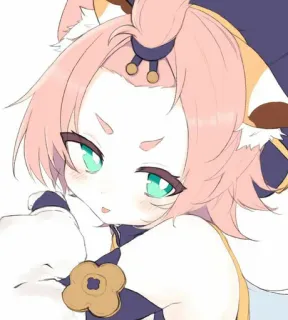 🐱 32ba25eb 애니메이션, 고양이 소녀, 분홍 머리, 카와이, 귀여운 telegram sticker