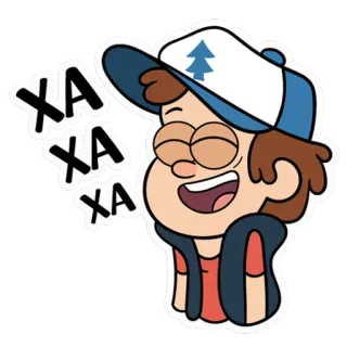 😁 bba0709b Dipper Pines Gravity Falls XA XA XA Dipper Pines, Gravity Falls, cartoon, laughing, humor, character telegram sticker