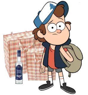 😰 0e53b4ed Dipper Pines Gravity Falls cartoon, Dipper Pines, Gravity Falls, alcohol, vodka, funny, character whatsapp sticker