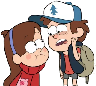😒 3fc5c0f7 Dipper Pines, Mabel Pines Gravity Falls cartoon, animated, siblings, tv show whatsapp sticker