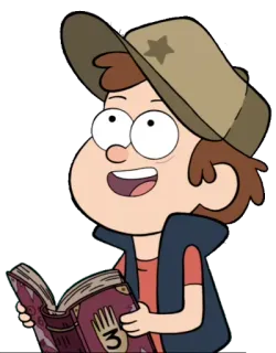📖 6f2c9570 Dipper Pines Gravity Falls dipper pines, gravity falls, cartoon, character, book whatsapp sticker