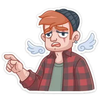 😦 ba3304ba Emo, Flanel, Sedih, Kartun, Menunjuk, Sayap telegram sticker