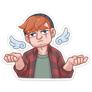 🤷 ff57141d pria, angkat bahu, sayap, anting, ragu, tidak yakin telegram sticker