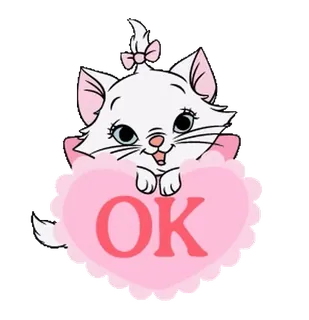 👍 b7c7f32a Marie The Aristocats OK gatto, carino, Marie, Disney, rosa telegram sticker