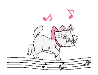 🎵 bc21b9e8 Marie The Aristocats gatto, cartoni animati, disney, rosa, musica, gattino, aristogatti telegram sticker