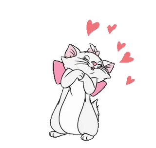🥰 e4696765 Marie The Aristocats gatto, carino, cuori, Disney, animato telegram sticker