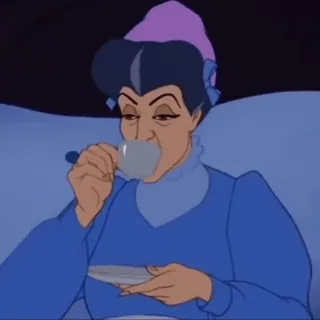 🧚‍♀ e9f90011 Lady Tremaine Cinderella Kartun, Disney, Cinderella, Lady Tremaine, Ibu Tiri Jahat, Teh, Animasi telegram sticker