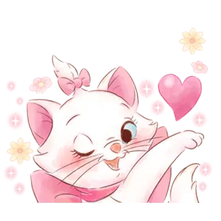 😍 9b77a3d5 Marie The Aristocats 猫, 可爱, 迪士尼, 小猫, 卡通, 猫儿乐, 玛丽 telegram sticker