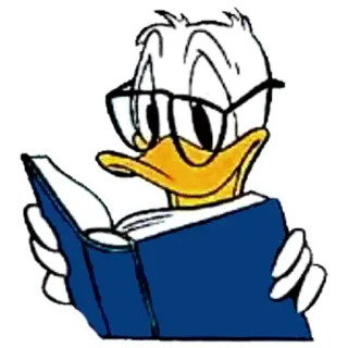 😲 70bfd702 Donald Duck donald duck, desenho animado, disney, lendo, livro, óculos whatsapp sticker