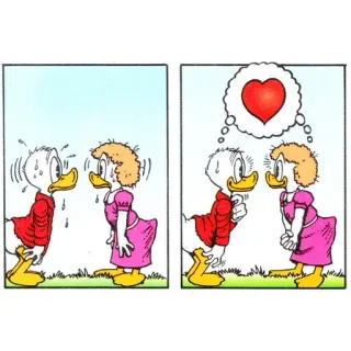 ❤️ 72aed922 Donald Duck amor, desenho animado, coração, romance, afeição, casal whatsapp sticker