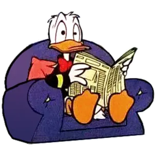 😳 c839e52f Donald Duck pato donald, desenho animado, lendo, personagem, disney, pato, jornal whatsapp sticker