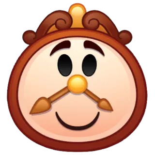 🙂 a2a15574 Cogsworth Beauty and the Beast disney, emoji, cartoon, klok, cogsworth whatsapp sticker