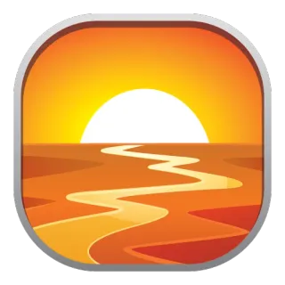 🌅 eb064027 zonsondergang, weg, woestijn, reis, landschap, pad, zon, landschap whatsapp sticker