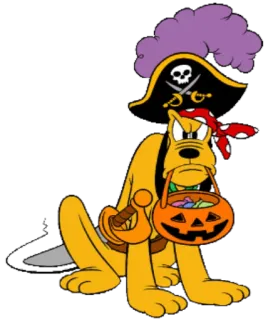 😠 2ef19d9a Pluto pluto, disney, halloween, cướp biển, hoạt hình, chó, trang phục, kẹo telegram sticker