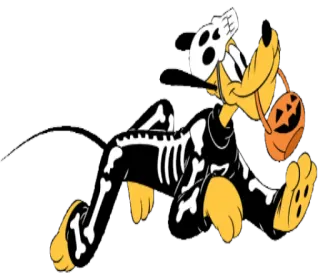 💀 4be2fabe Pluto Pluto, Halloween, phim hoạt hình, bộ xương, Disney, trang phục telegram sticker
