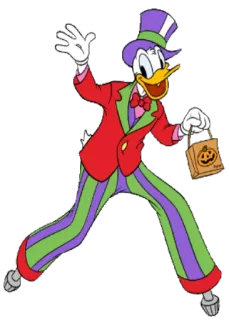 ✋ bd66f16c Donald Duck Vịt Donald, Disney, nhân vật hoạt hình, Halloween, trang phục, cho kẹo hay bị ghẹo telegram sticker