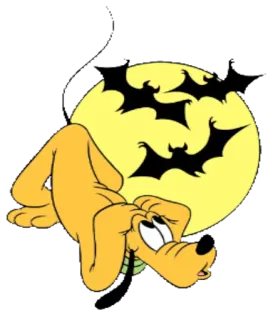 😨 ff092889 Pluto Pluto, Disney, chó, hoạt hình, mặt trăng, dơi, Halloween, nhân vật telegram sticker