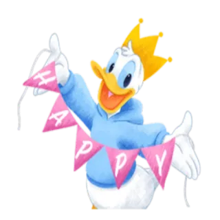 😃 83a00429 Donald Duck HAPPY donald duck, dessin animé, joyeux, disney, fête, mignon telegram sticker