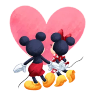 ❤ bd40b03e Mickey Mouse mickey mouse, minnie mouse, dessin animé, disney, amour, coeur, couple telegram sticker