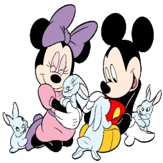 🐇 900444a6 Minnie Mouse 米妮, 米奇, 复活节, 兔子, 卡通, 迪士尼 telegram sticker