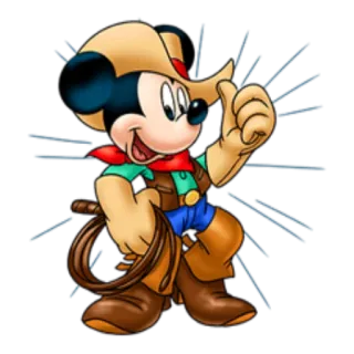 👍 440124a2 Mickey Mouse mickey mouse, cartoon, disney, cowboy, western, figur telegram sticker