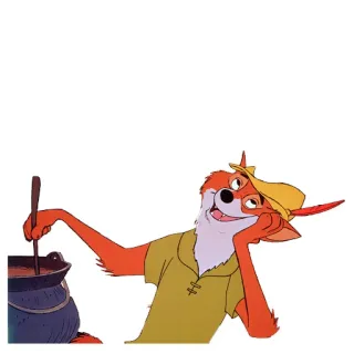 🦊 79cdfd2e Robin Hood Robin Hood (Disney) 漫画, キツネ, ロビンフッド, ディズニー, 料理 telegram sticker