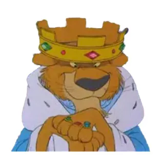 🤴 e4ed64f5 Prince John Robin Hood アニメ, ライオン, 王冠, 王子, 王, 悪役, ディズニー, キャラクター telegram sticker