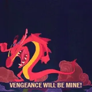 🐉 2290caaf Mushu Mulan VENGEANCE WILL BE MINE! Mulan, Mushu, Disney, draak, wraak, cartoon, animatie telegram sticker