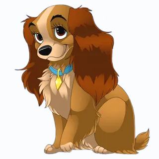 🤓 7a9d456e Lady Lady and the Tramp dog, cartoon, Disney, Lady and the Tramp, puppy telegram sticker