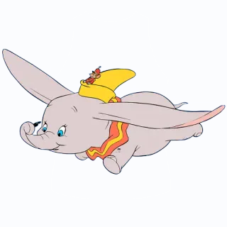 ✈ c452622e Dumbo elephant, cartoon, flying, disney telegram sticker