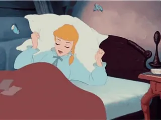 😴 74d8237d Cinderella ดิสนีย์, การ์ตูน, เจ้าหญิง, ง่วง, เช้า telegram sticker