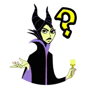 ❓ 0bd19a3a Maleficent maléfica, disney, villano, signo de interrogación whatsapp sticker