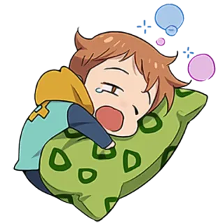 😔 be1901ad King The Seven Deadly Sins 动漫, 国王, 七大罪, Q版, 睡觉, 枕头 telegram sticker