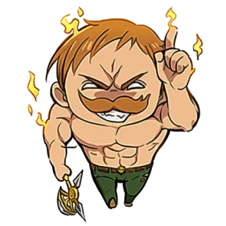 👆 f367649d Escanor The Seven Deadly Sins 艾斯卡诺, 七大罪, 动漫, 卡通, 强大, 肌肉发达, 贴纸, 角色 telegram sticker